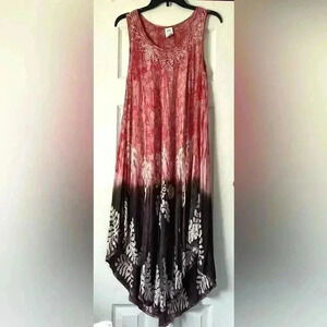 SITA TIE DYE SLEEVELESS COVER UP MIDI DRESS Flowy Pull Over Midi Dress